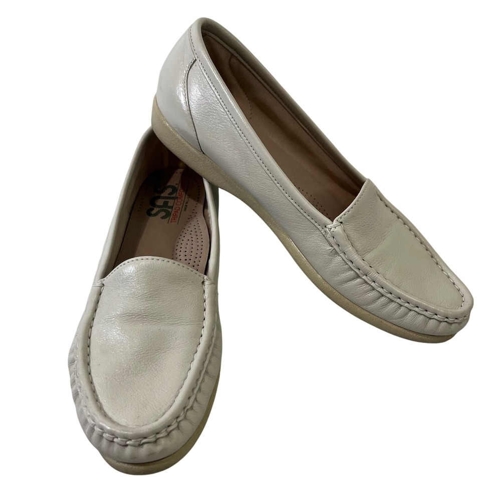 SAS Simplify Loafers‎ Womens 8.5 S Bone Leather Slip On Comfort Walking Casual